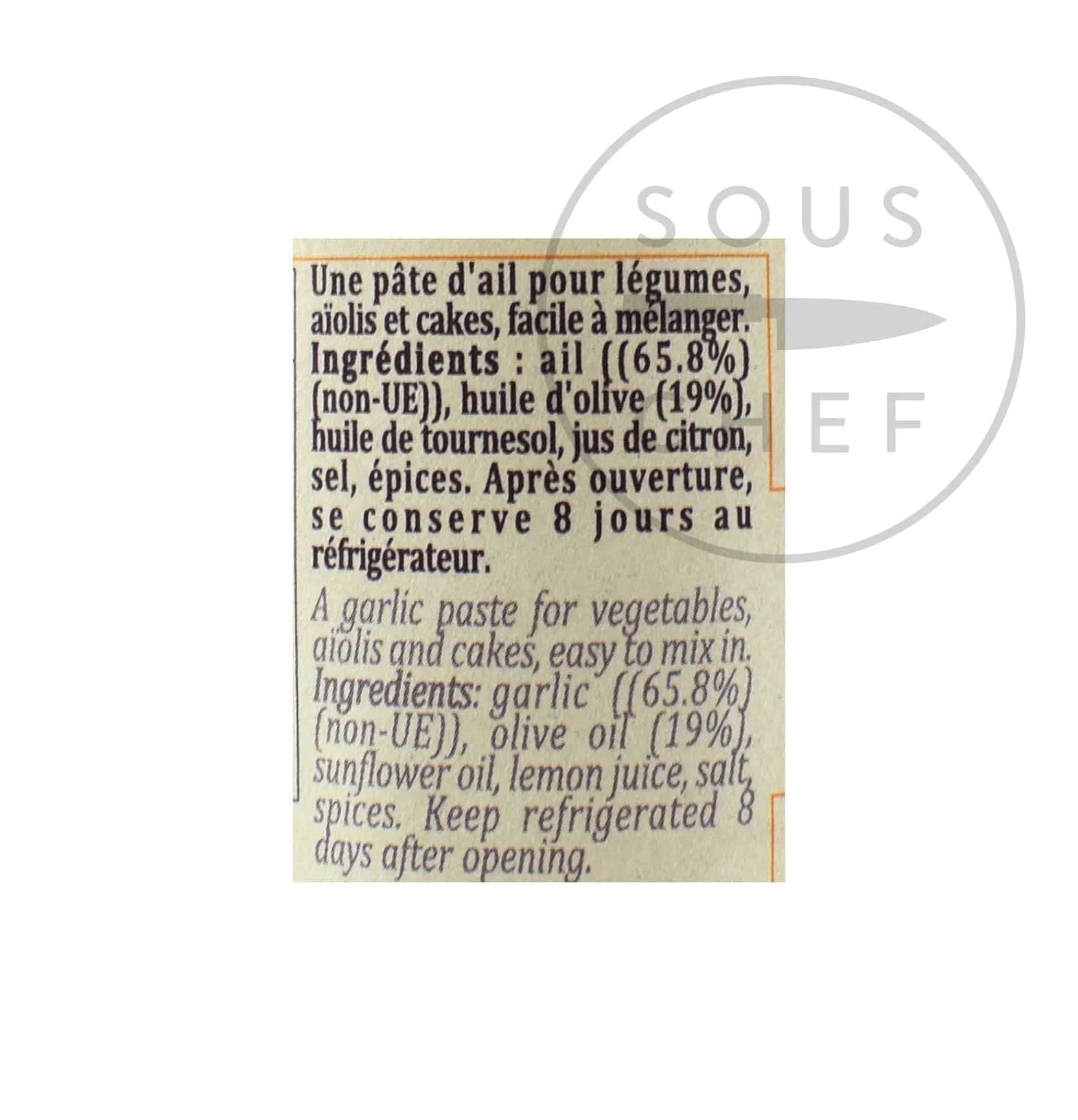 Ingredients Terre Exotique Garlic Paste 90g 5 Ingredients Terre Exotique Garlic Paste 90g