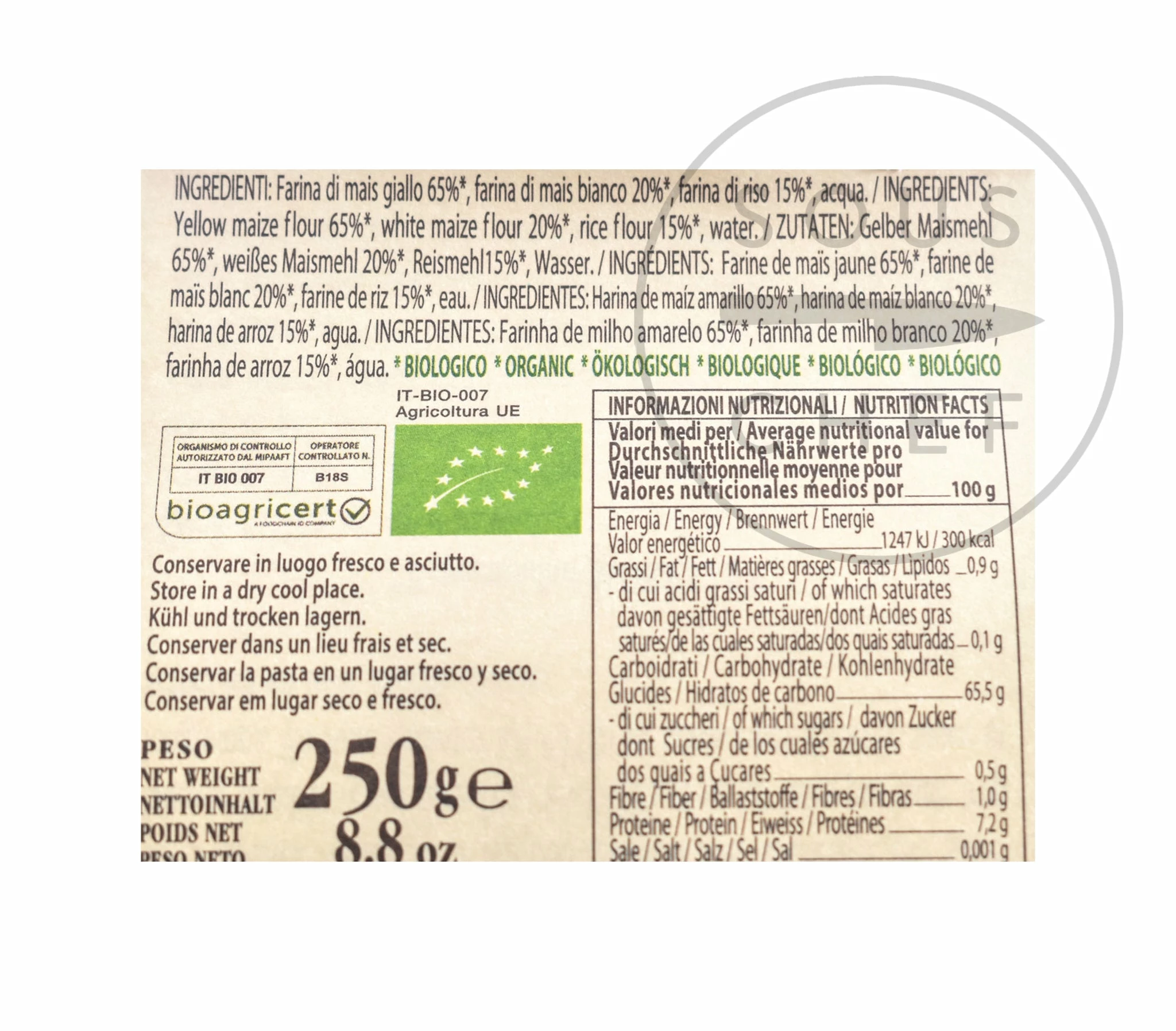 Ingredients Morelli Organic Gluten Free "Calamari" Pasta 250g 4 Ingredients Morelli Organic Gluten Free "Calamari" Pasta 250g