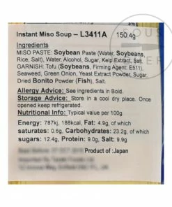 Hikari Instant Miso Soup With Tofu 8 X 22g Servings Ingredients