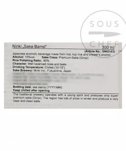 Ingredients Ninki Mini Sake Barrel 300ml