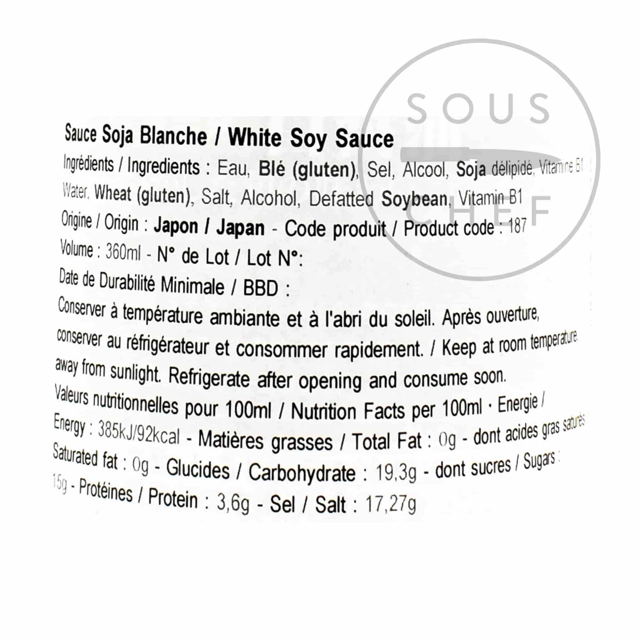 Ingredients Yamashin White Soy Sauce 360ml 5 Ingredients Yamashin White Soy Sauce 360ml