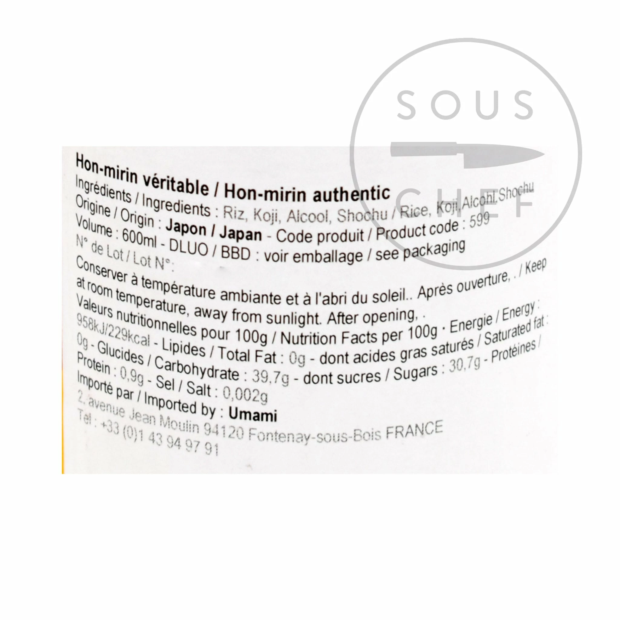 Ingredients Kankyo Shuzo Premium Hon Mirin 600ml 4 Ingredients Kankyo Shuzo Premium Hon Mirin 600ml