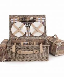 Willow Direct Tartan Picnic Hamper For 4 Lavender 9 Willow Direct Tartan Picnic Hamper For 4 Lavender
