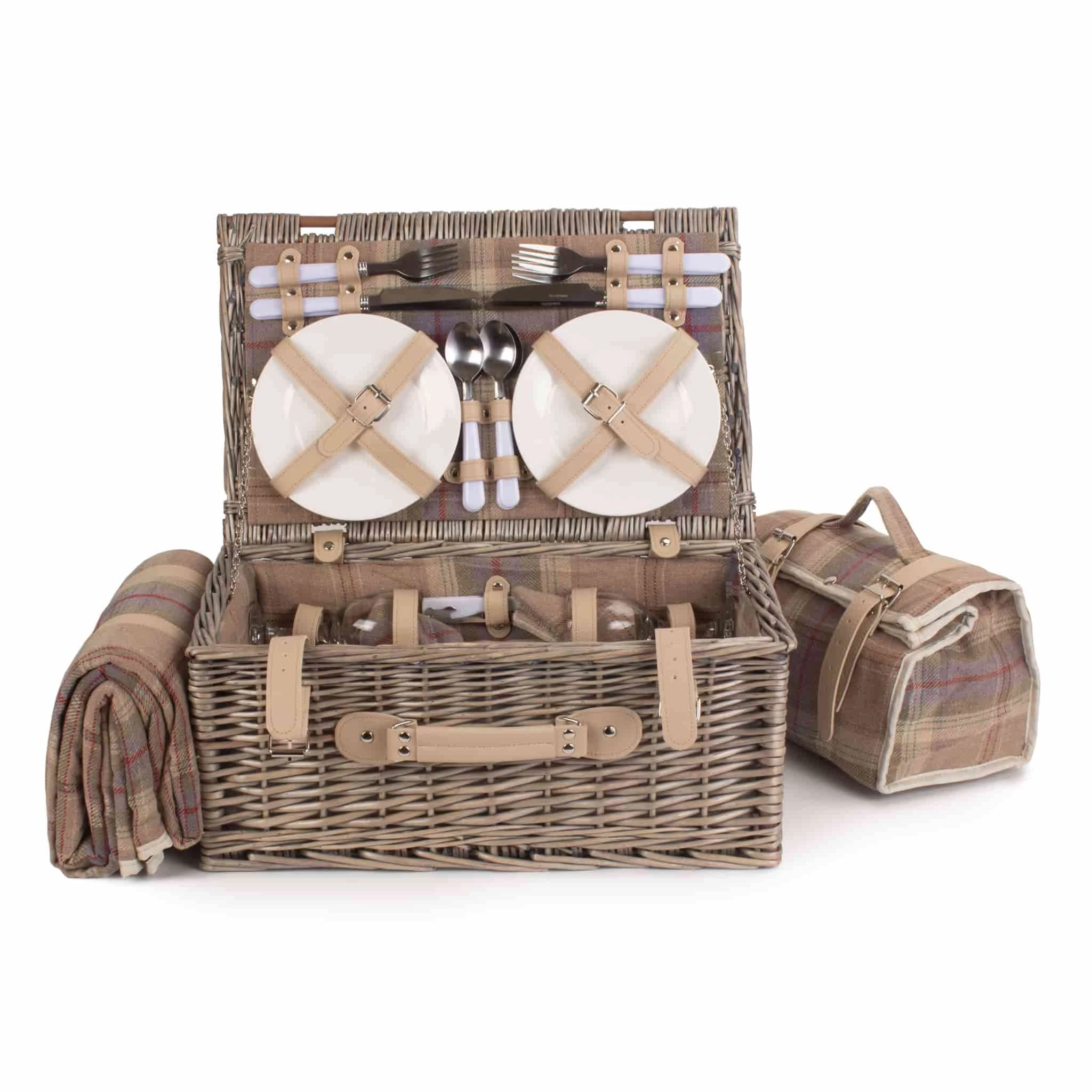 Willow Direct Tartan Picnic Hamper For 4 Lavender 5 Willow Direct Tartan Picnic Hamper For 4 Lavender