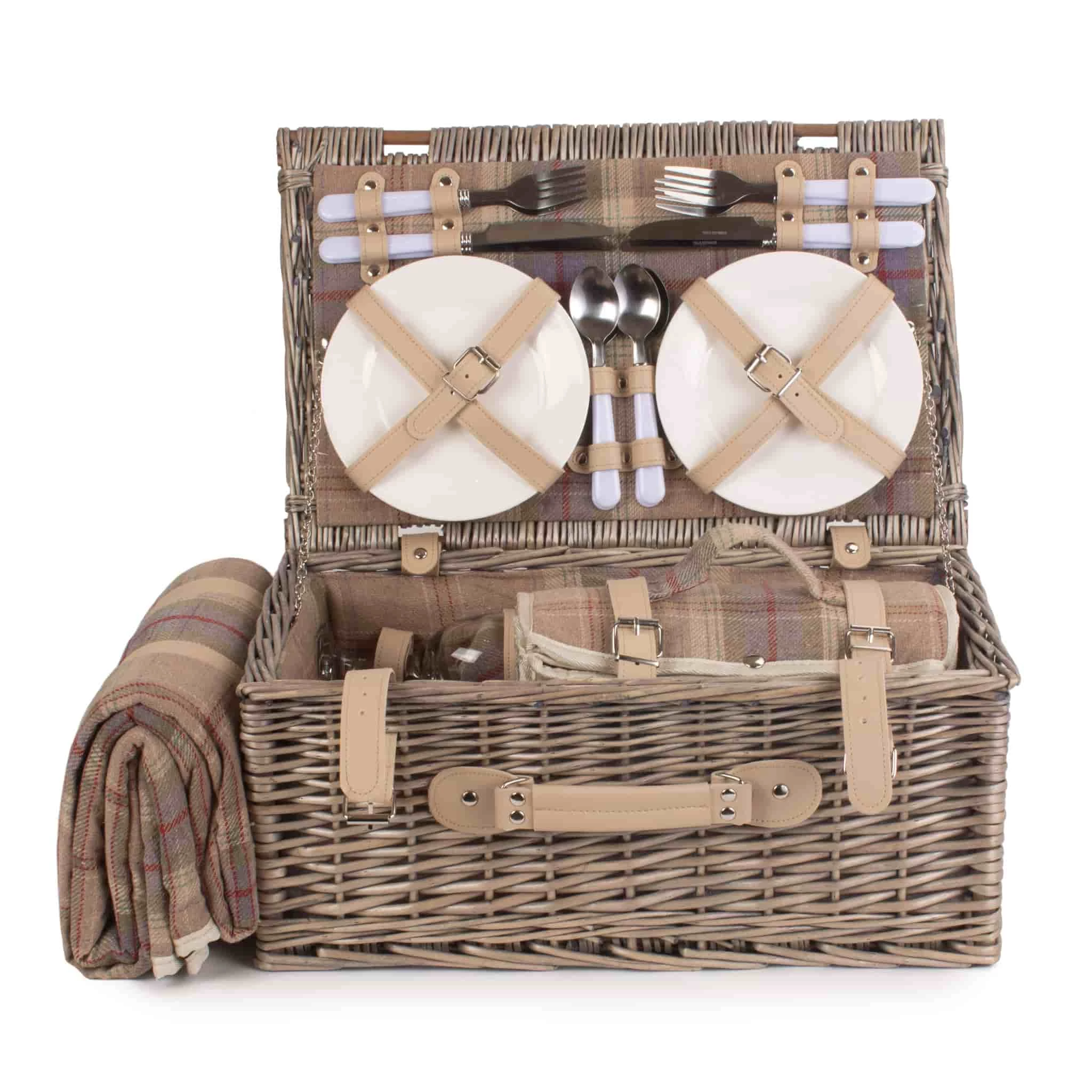 Willow Direct Tartan Picnic Hamper For 4 Lavender 6 Willow Direct Tartan Picnic Hamper For 4 Lavender
