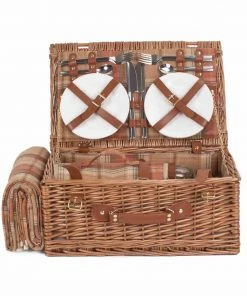 Willow Direct Tartan Picnic Hamper For 4 Autumn Red 10 Willow Direct Tartan Picnic Hamper For 4 Autumn Red