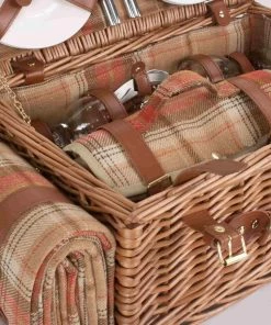 Willow Direct Tartan Picnic Hamper For 4 Autumn Red 11 Willow Direct Tartan Picnic Hamper For 4 Autumn Red