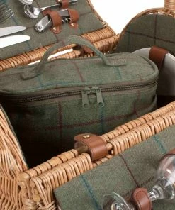 Willow Direct Tweed Oval Picnic Hamper For 2 Green 10 Willow Direct Tweed Oval Picnic Hamper For 2 Green