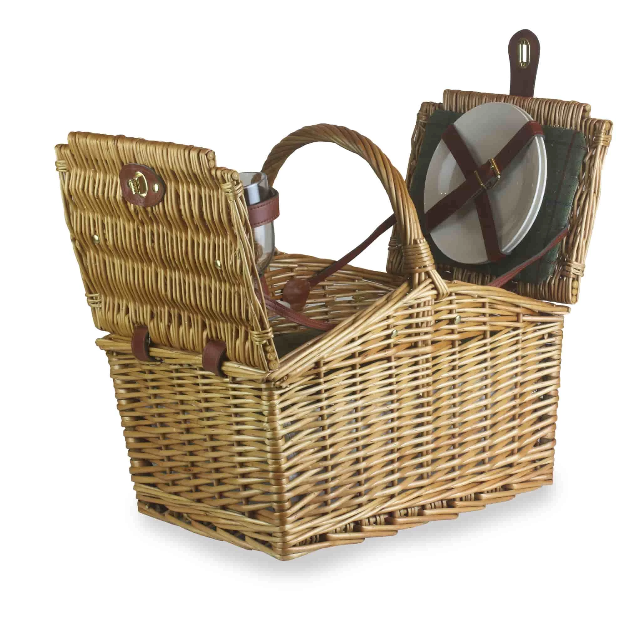 Willow Direct Tweed Double Lidded Picnic Hamper For 2 Green Tableware 5 Willow Direct Tweed Double Lidded Picnic Hamper For 2 Green Tableware