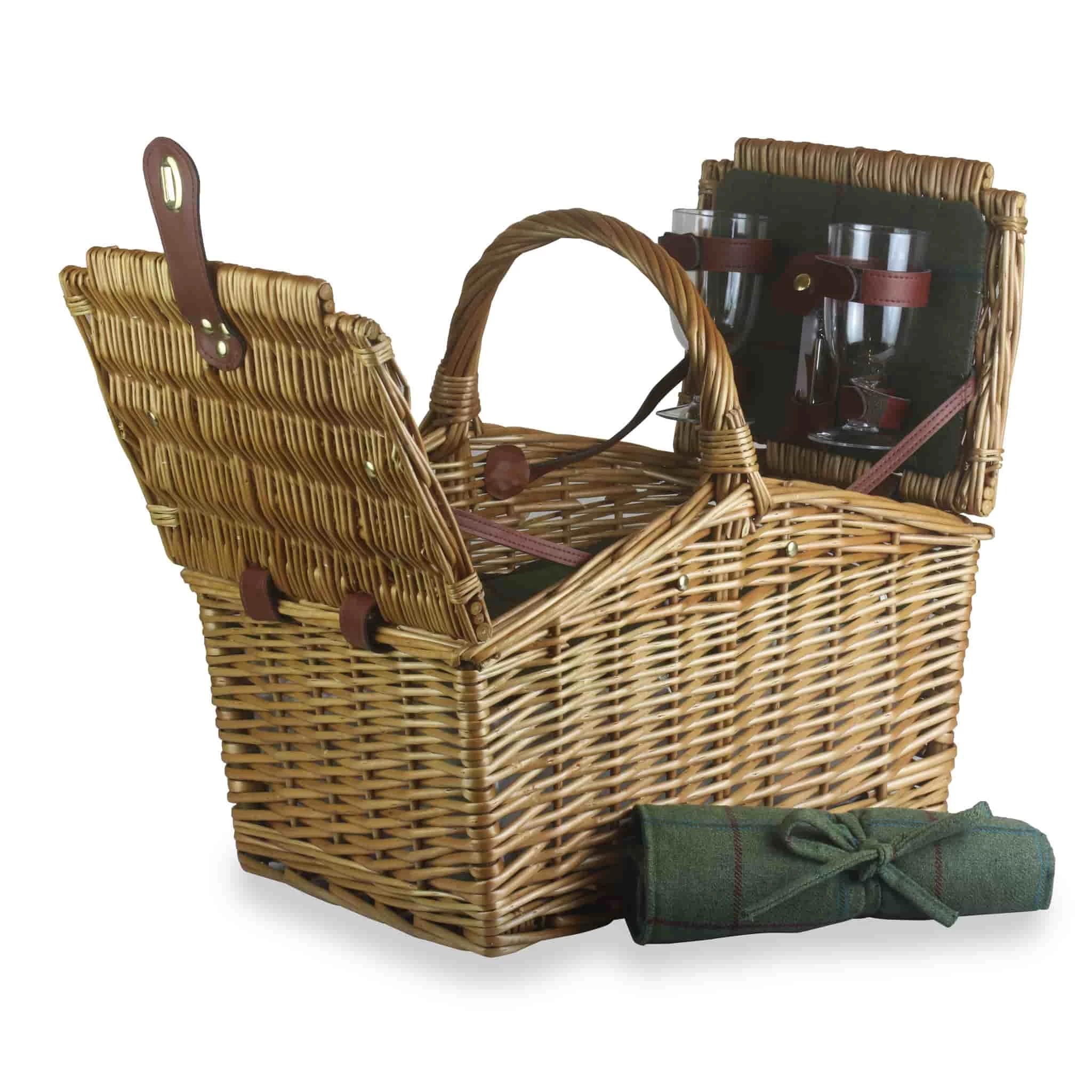 Willow Direct Tweed Double Lidded Picnic Hamper For 2 Green Tableware 6 Willow Direct Tweed Double Lidded Picnic Hamper For 2 Green Tableware