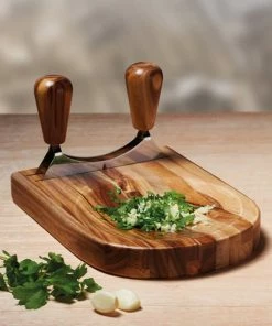 Kitchencraft Acacia Wood Hachoir Mezzaluna Set