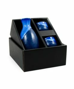 Kiji Stoneware & Ceramics Tableware Blue Sake Set 7 Kiji Stoneware & Ceramics Tableware Blue Sake Set