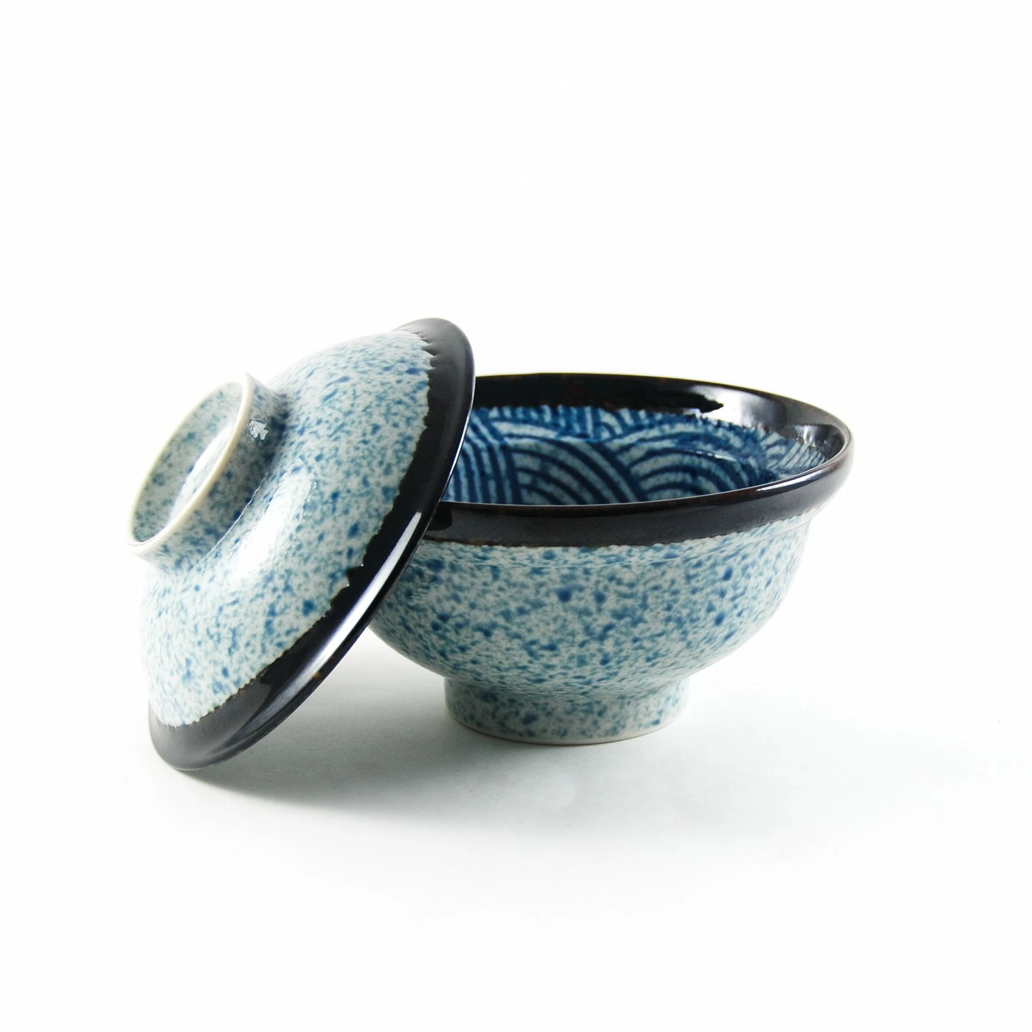Kiji Stoneware & Ceramics Blue Wave Covered Bowl 3 Kiji Stoneware & Ceramics Blue Wave Covered Bowl