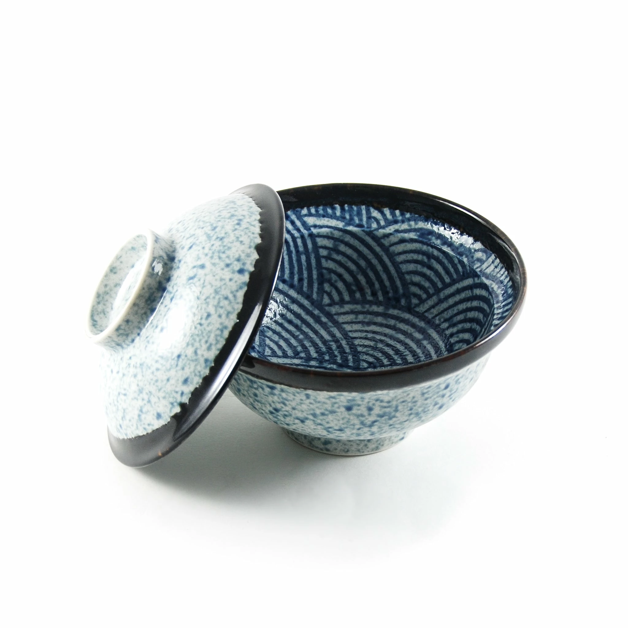 Kiji Stoneware & Ceramics Blue Wave Covered Bowl 4 Kiji Stoneware & Ceramics Blue Wave Covered Bowl
