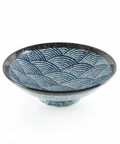 Kiji Stoneware & Ceramics Blue Wave Large Shallow Bowl
