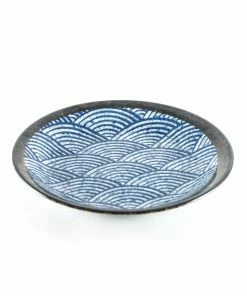 Kiji Stoneware & Ceramics Tableware Blue Wave Medium Plate 22cm 8 Kiji Stoneware & Ceramics Tableware Blue Wave Medium Plate 22cm