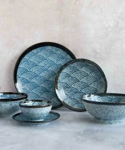 Kiji Stoneware & Ceramics Tableware Blue Wave Noodle Bowl 9 Kiji Stoneware & Ceramics Tableware Blue Wave Noodle Bowl