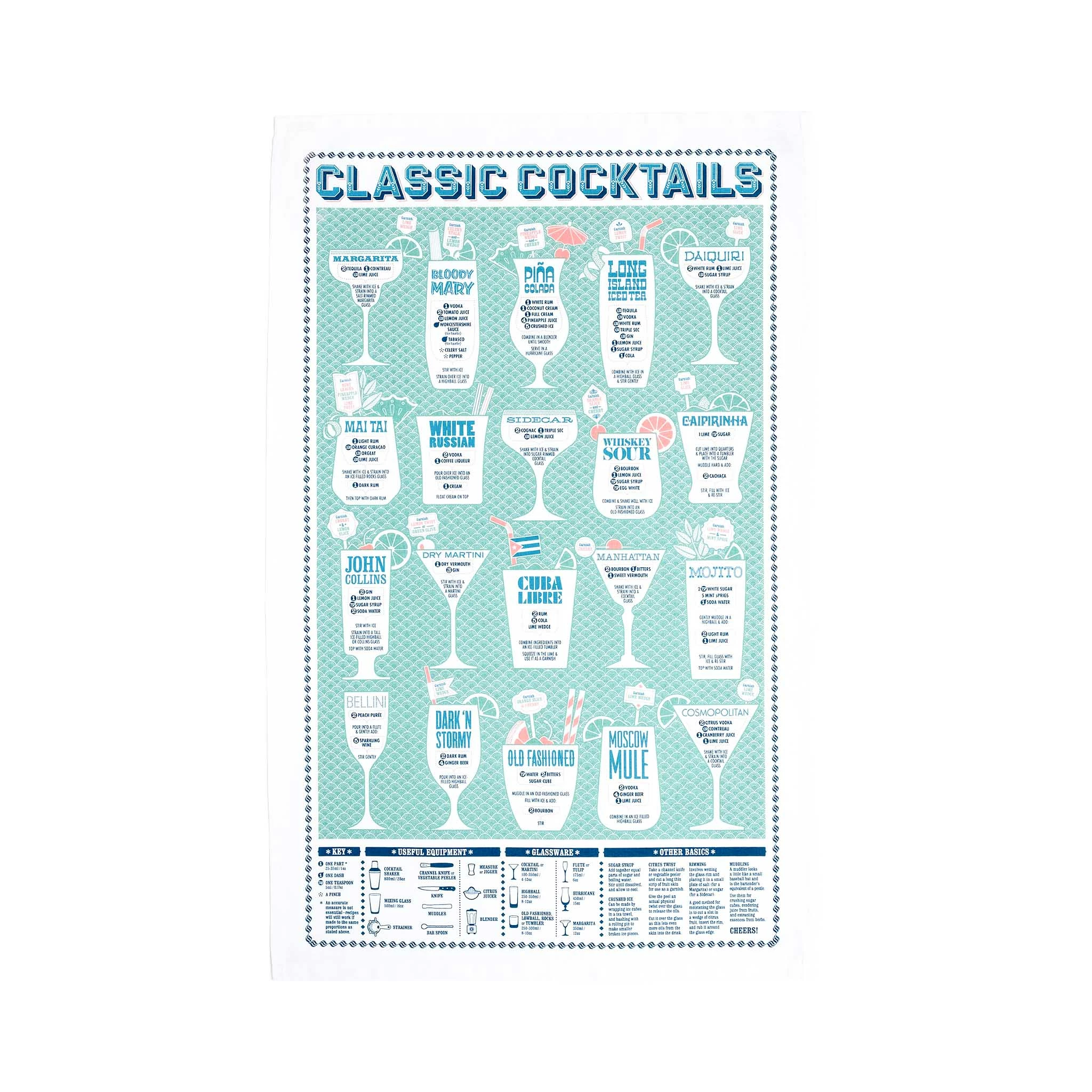 Stuart Gardiner Classic Cocktails Tea Towel Kitchen Linen 3 Stuart Gardiner Classic Cocktails Tea Towel Kitchen Linen