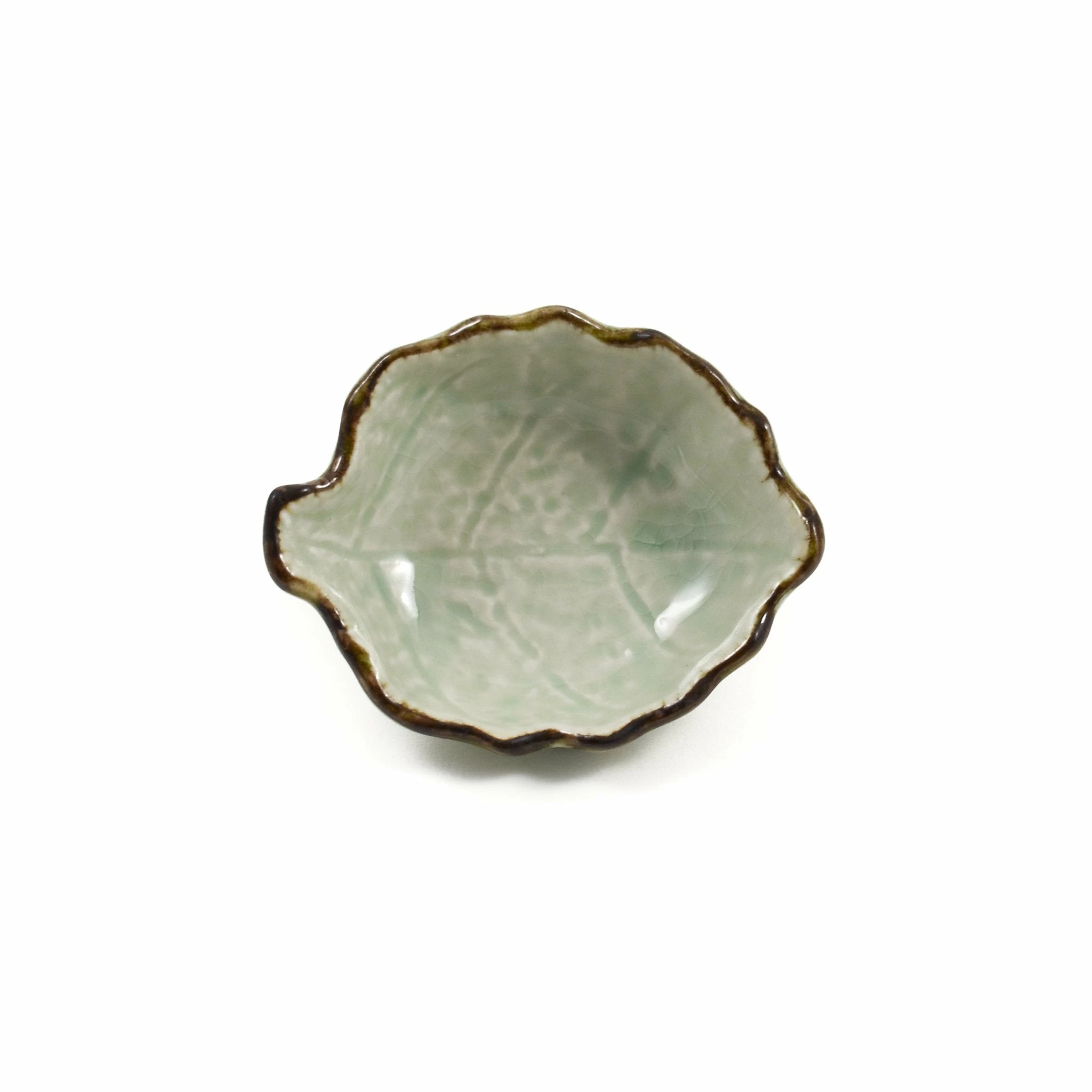 Kiji Stoneware & Ceramics Cream & Pale Green Leaf Dish 3 Kiji Stoneware & Ceramics Cream & Pale Green Leaf Dish