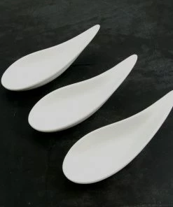 Kiji Stoneware & Ceramics Tableware White Porcelain Curved Canape Spoon X 12