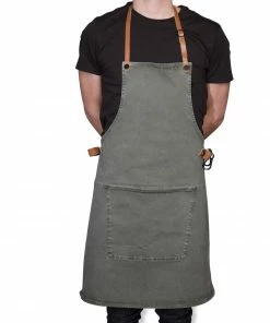 Dutchdeluxes Canvas BBQ Apron In Grey-Green