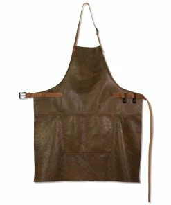 Dutchdeluxes Leather BBQ Apron In Vintage Brown
