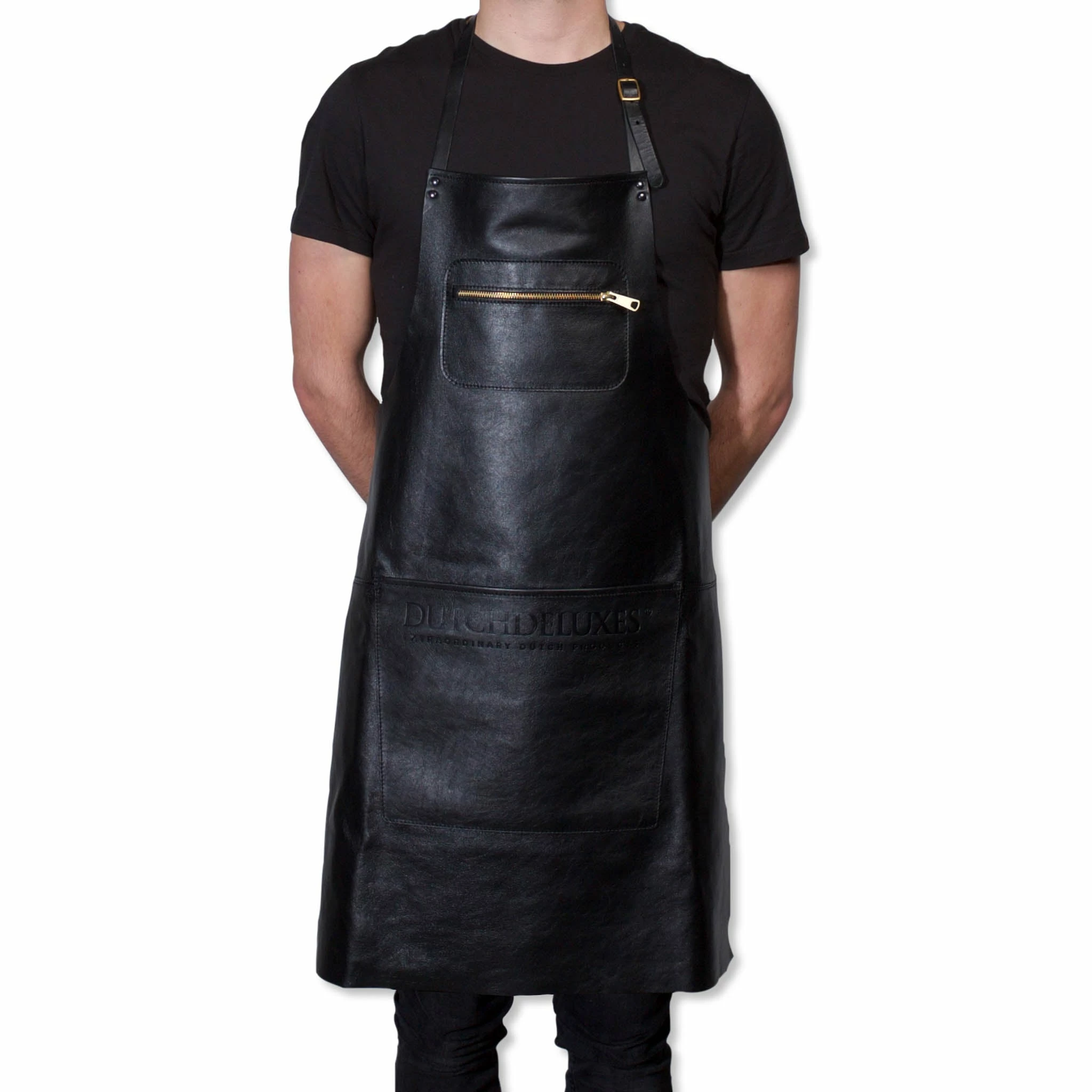 Dutchdeluxes Leather Zipper Apron In Classic Black 4 Dutchdeluxes Leather Zipper Apron In Classic Black