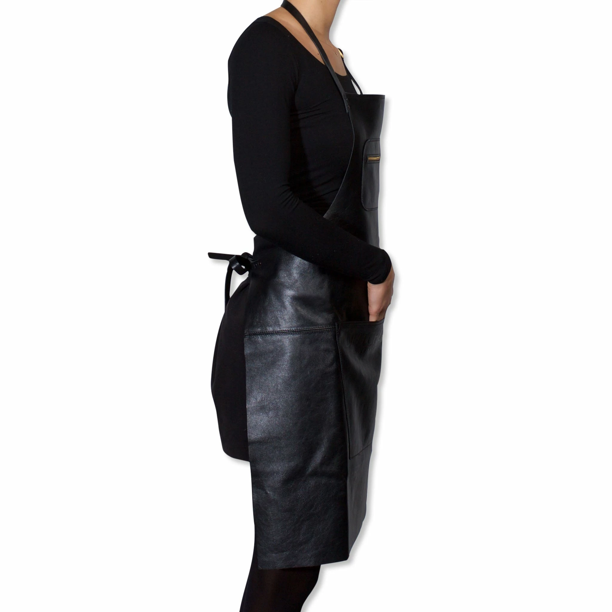 Dutchdeluxes Leather Zipper Apron In Classic Black 6 Dutchdeluxes Leather Zipper Apron In Classic Black