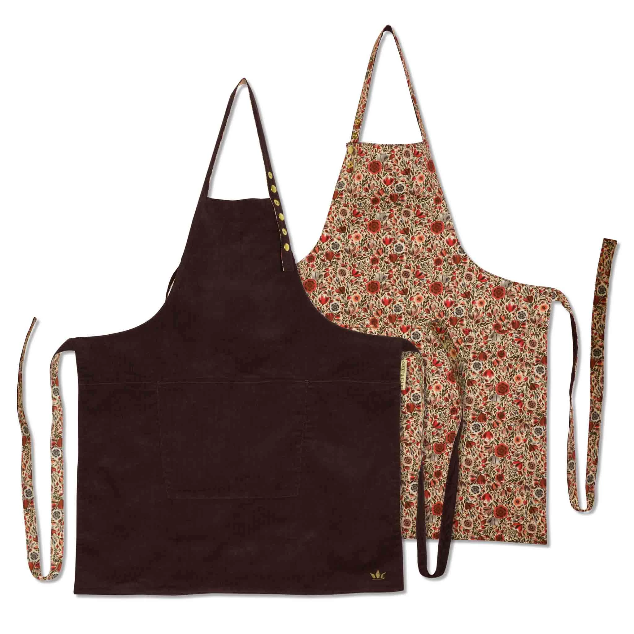 Dutchdeluxes Reversible Apron - Purple & Flower Field Cookware 3 Dutchdeluxes Reversible Apron - Purple & Flower Field Cookware