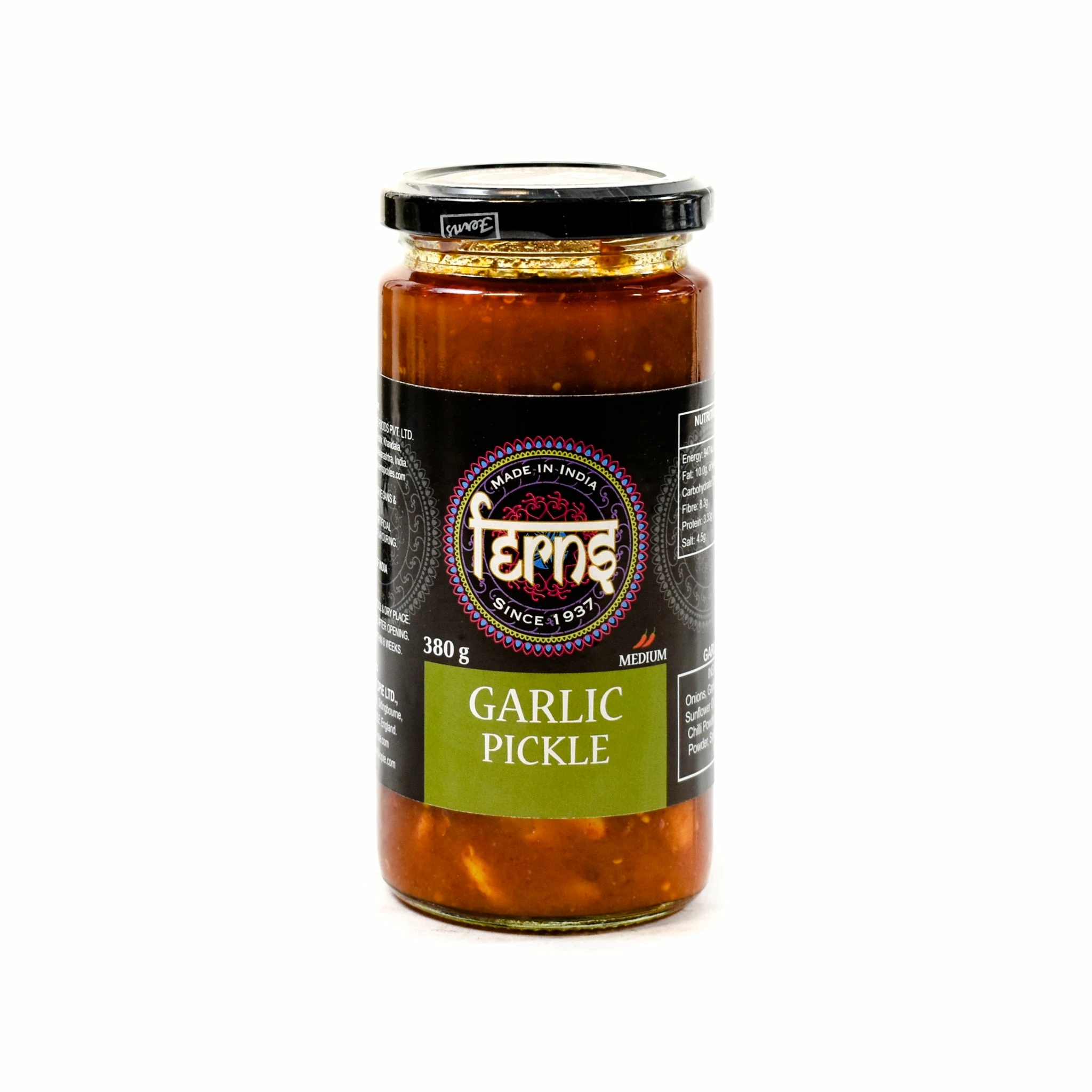 Ferns' Garlic Pickle 380g Ingredients 3 Ferns' Garlic Pickle 380g Ingredients