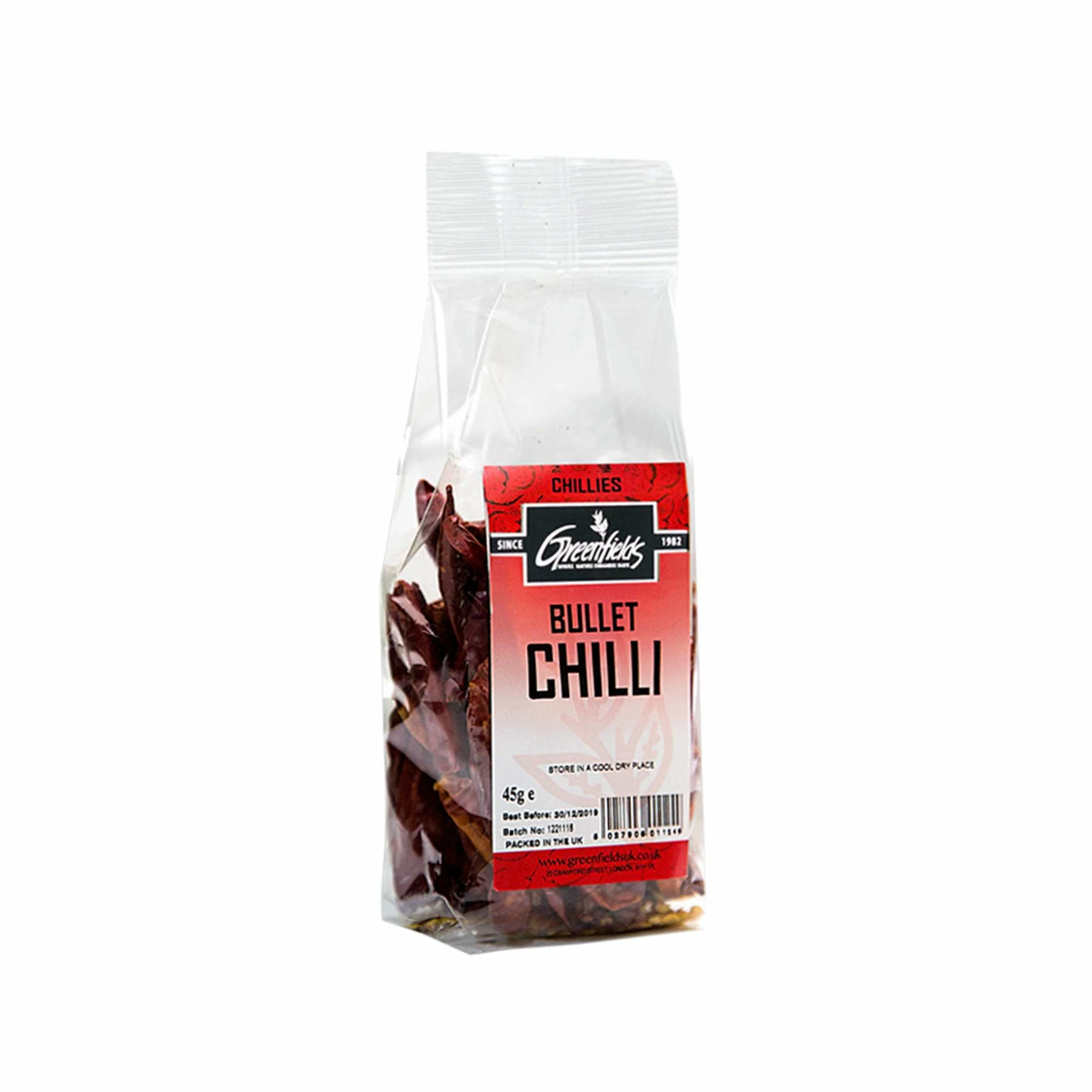 Ingredients Greenfields Bullet Chilli 45g 3 Ingredients Greenfields Bullet Chilli 45g