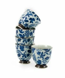 Kiji Stoneware & Ceramics Kashiwa Blue Japanese Teacup Set