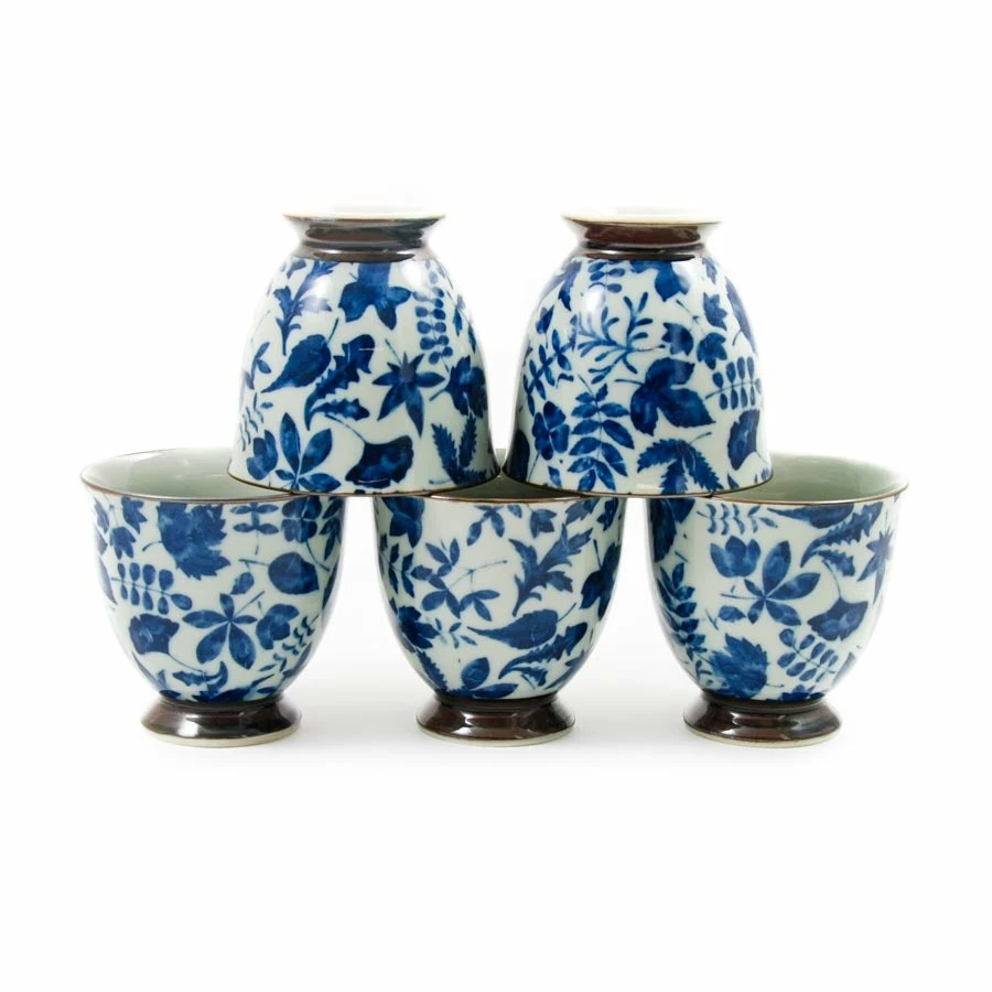 Kiji Stoneware & Ceramics Kashiwa Blue Japanese Teacup Set 5 Kiji Stoneware & Ceramics Kashiwa Blue Japanese Teacup Set
