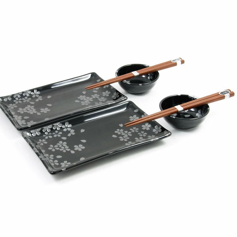 Kiji Stoneware & Ceramics Kuro Hana Sushi Serving Set 6 Kiji Stoneware & Ceramics Kuro Hana Sushi Serving Set