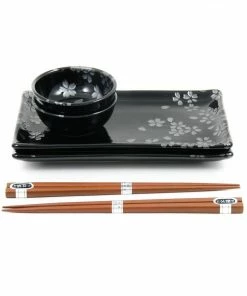 Kiji Stoneware & Ceramics Kuro Hana Sushi Serving Set 12 Kiji Stoneware & Ceramics Kuro Hana Sushi Serving Set