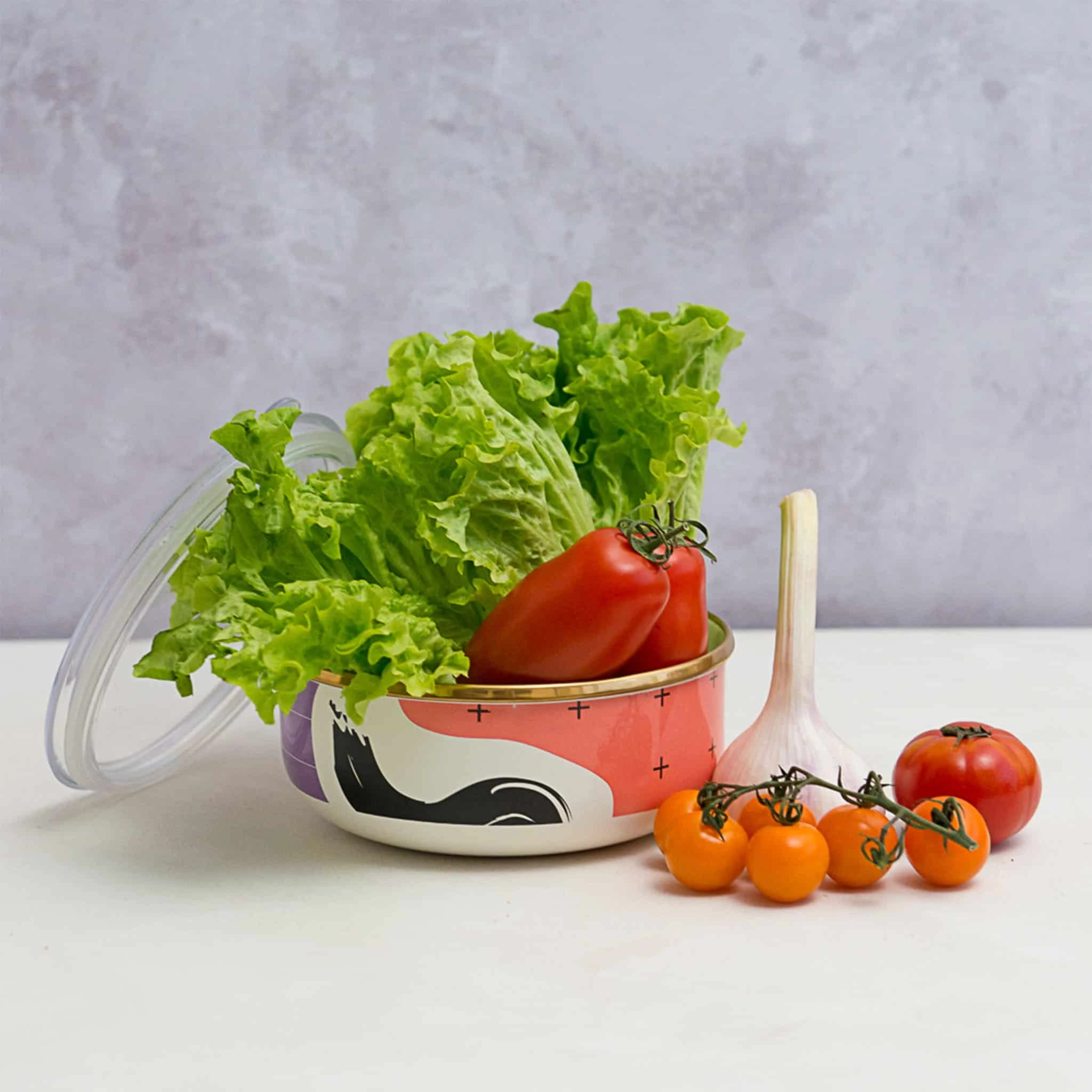 Kapka Abstract Large Enamel Storage Container 18cm Cookware 4 Kapka Abstract Large Enamel Storage Container 18cm Cookware