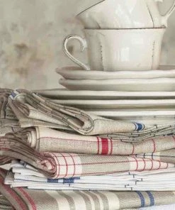 Coucke French Linen Tea Towel - EGR Rouge Kitchen Linen