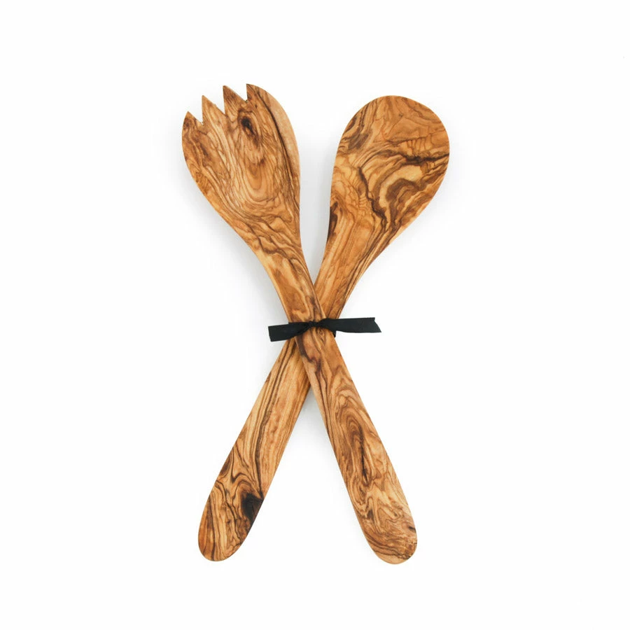 Naturally Med Olive Wood Salad Server Set 30cm 3 Naturally Med Olive Wood Salad Server Set 30cm