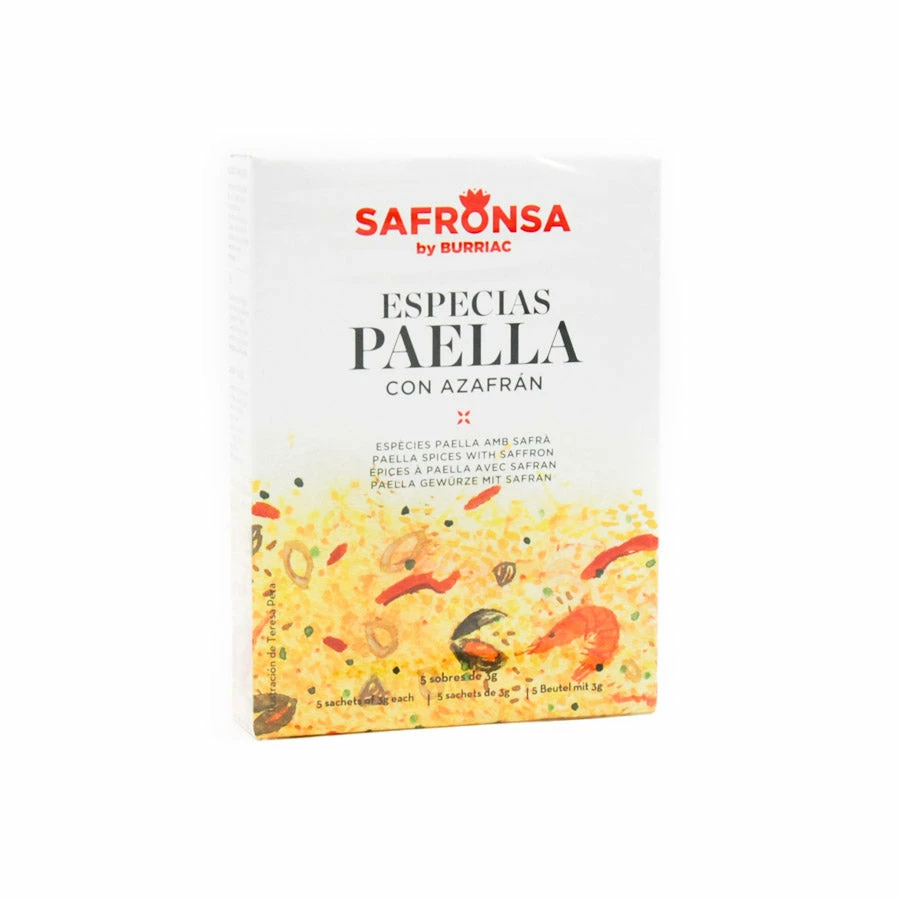 Safronsa Paella Seasoning Sachets 5 X 3g Ingredients 3 Safronsa Paella Seasoning Sachets 5 X 3g Ingredients