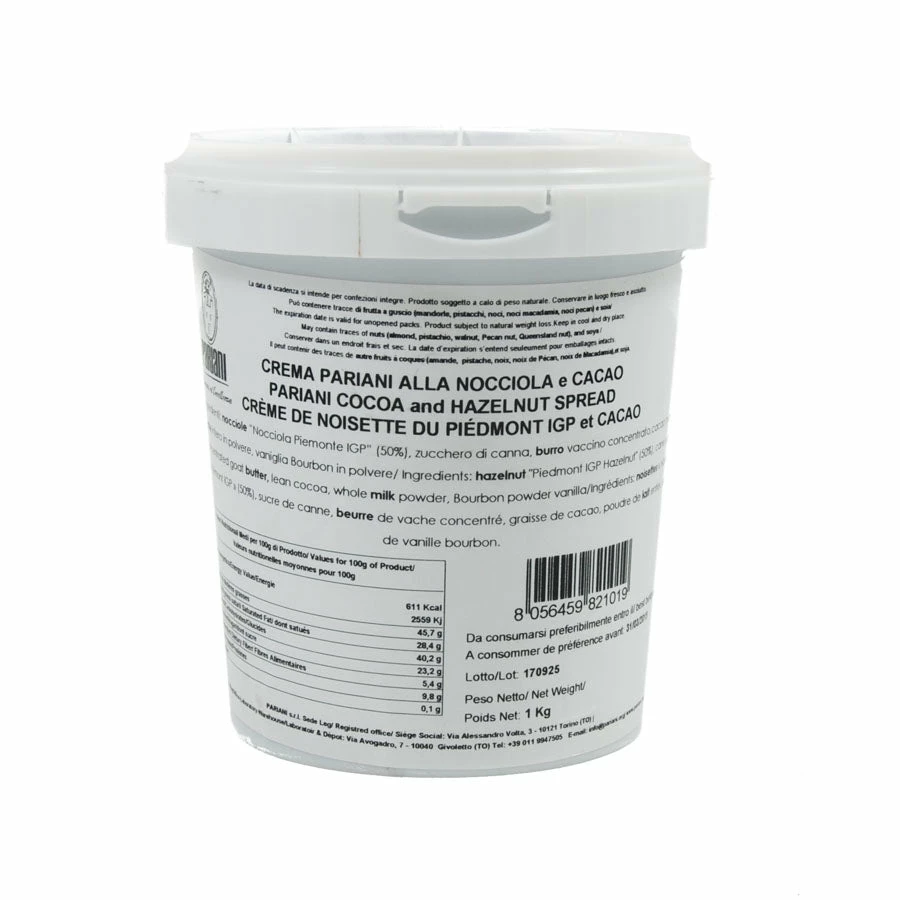 Pariani Italian Hazelnut Gianduja Paste 1kg Ingredients 3 Pariani Italian Hazelnut Gianduja Paste 1kg Ingredients