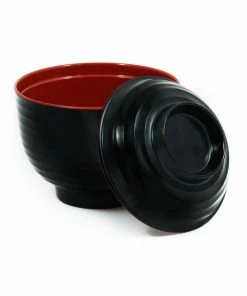R&B Melamine Red & Black Miso Soup Bowl Tableware