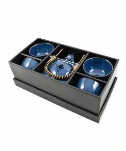 Kiji Stoneware & Ceramics Tableware Rich Blue Japanese Tea Set For Four 7 Kiji Stoneware & Ceramics Tableware Rich Blue Japanese Tea Set For Four