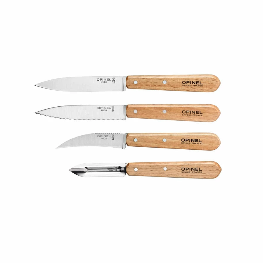 Opinel Essential Beech Handle Kitchen Knives - Set Of 4 Cookware 3 Opinel Essential Beech Handle Kitchen Knives - Set Of 4 Cookware