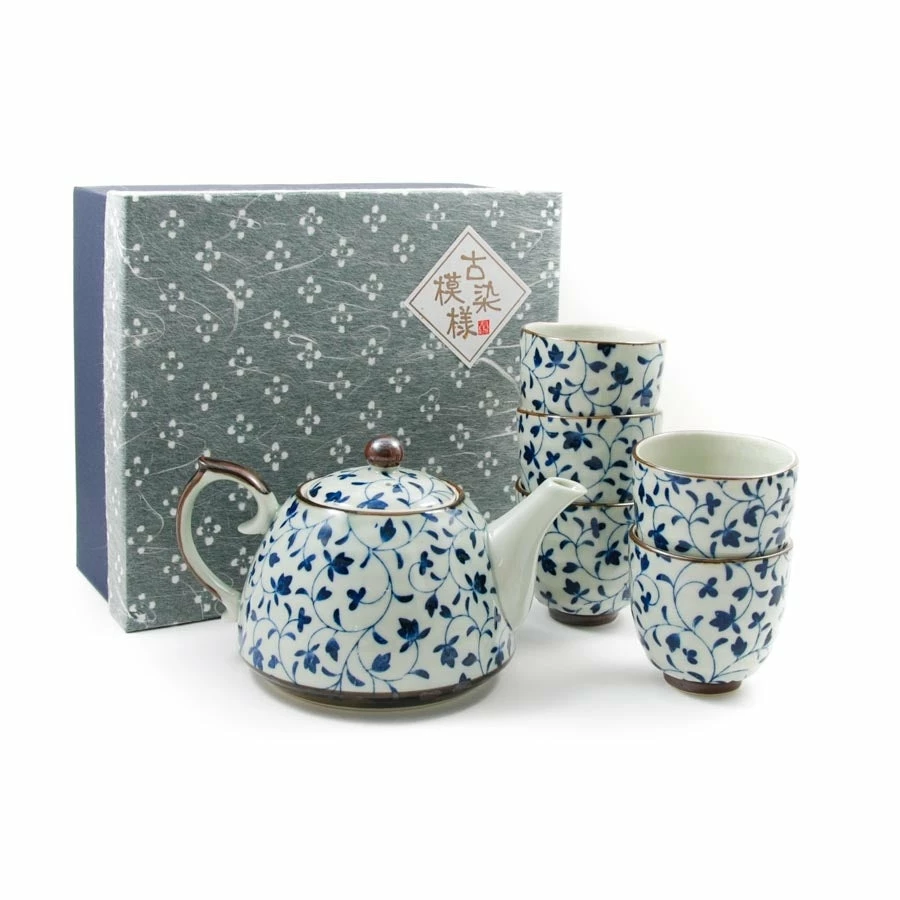 Kiji Stoneware & Ceramics Tableware Shizen Blue Japanese Teapot & Teacup Set 3 Kiji Stoneware & Ceramics Tableware Shizen Blue Japanese Teapot & Teacup Set