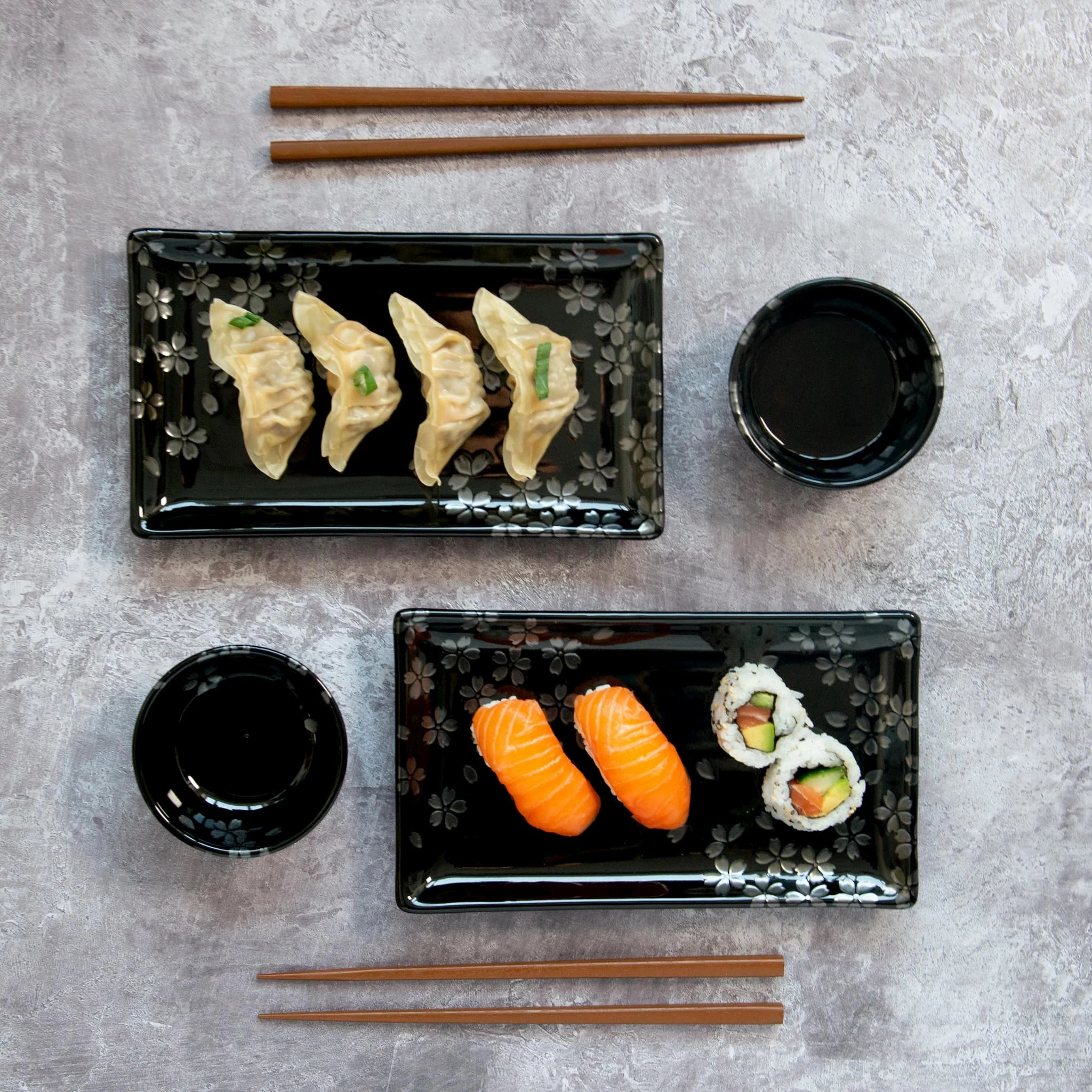 Kiji Stoneware & Ceramics Kuro Hana Sushi Serving Set 4 Kiji Stoneware & Ceramics Kuro Hana Sushi Serving Set